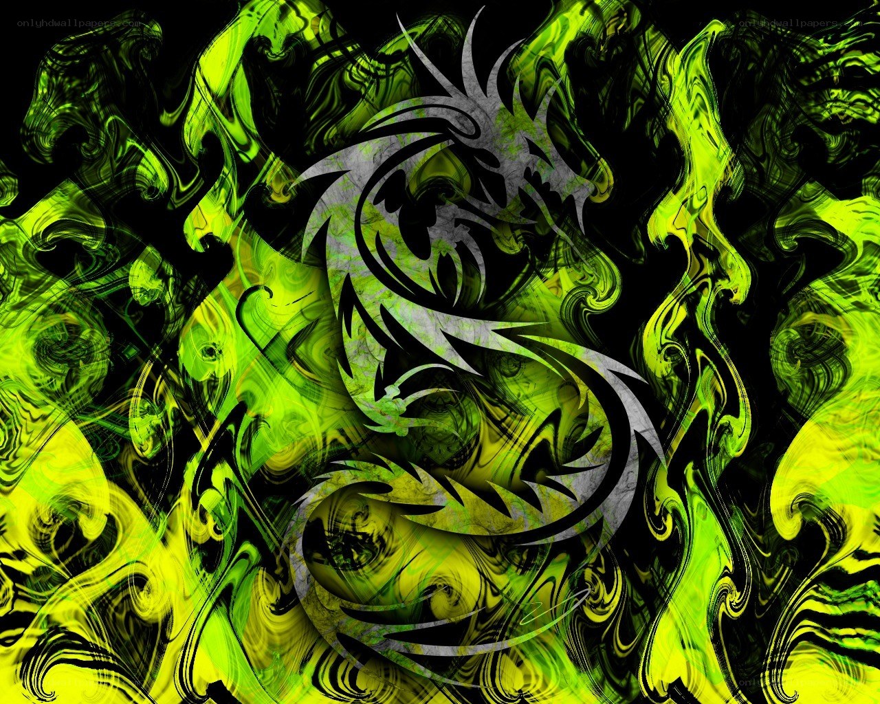 Green dragon abstract art