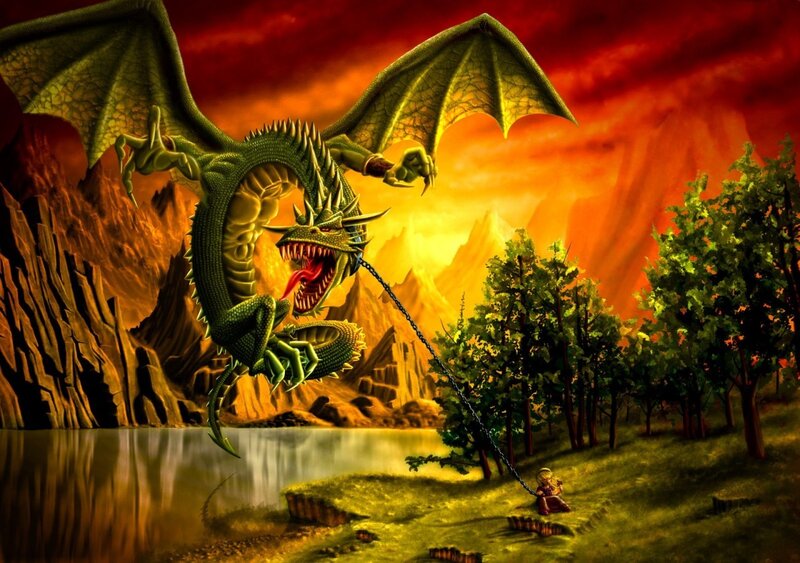 Green Dragon and Child