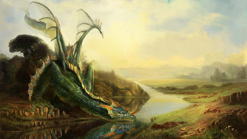 Green Dragon by River — Serene