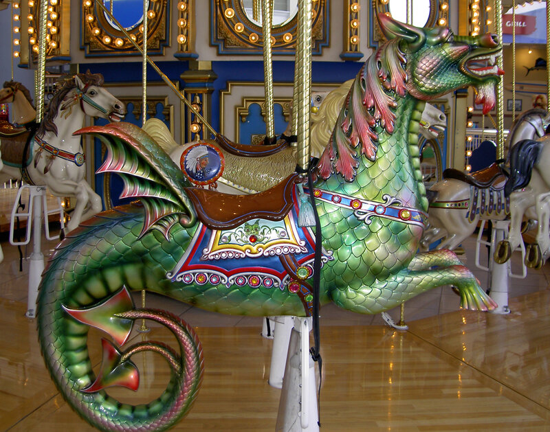 Green Dragon Carousel Figure