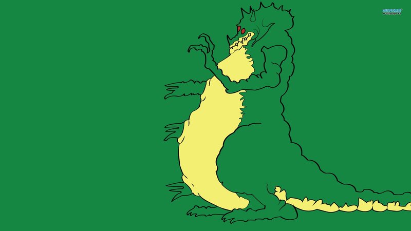 Green Dragon Creature — Dramatic, Digital Art, Yellow Belly