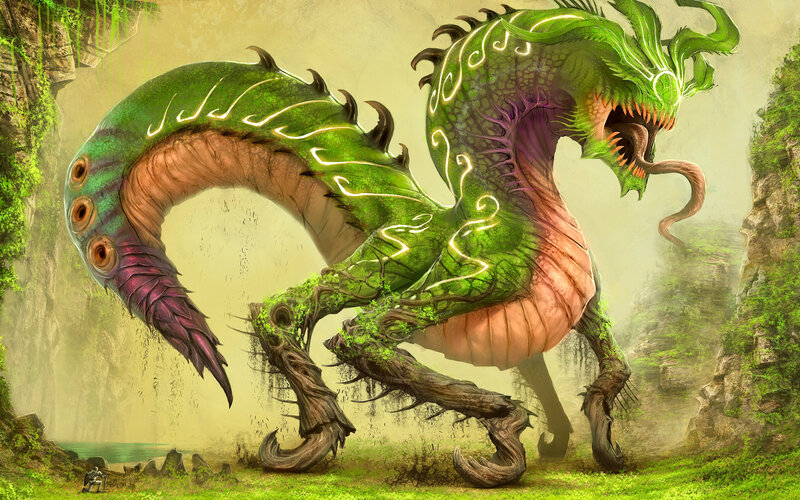 Green Dragon Creature — Dramatic