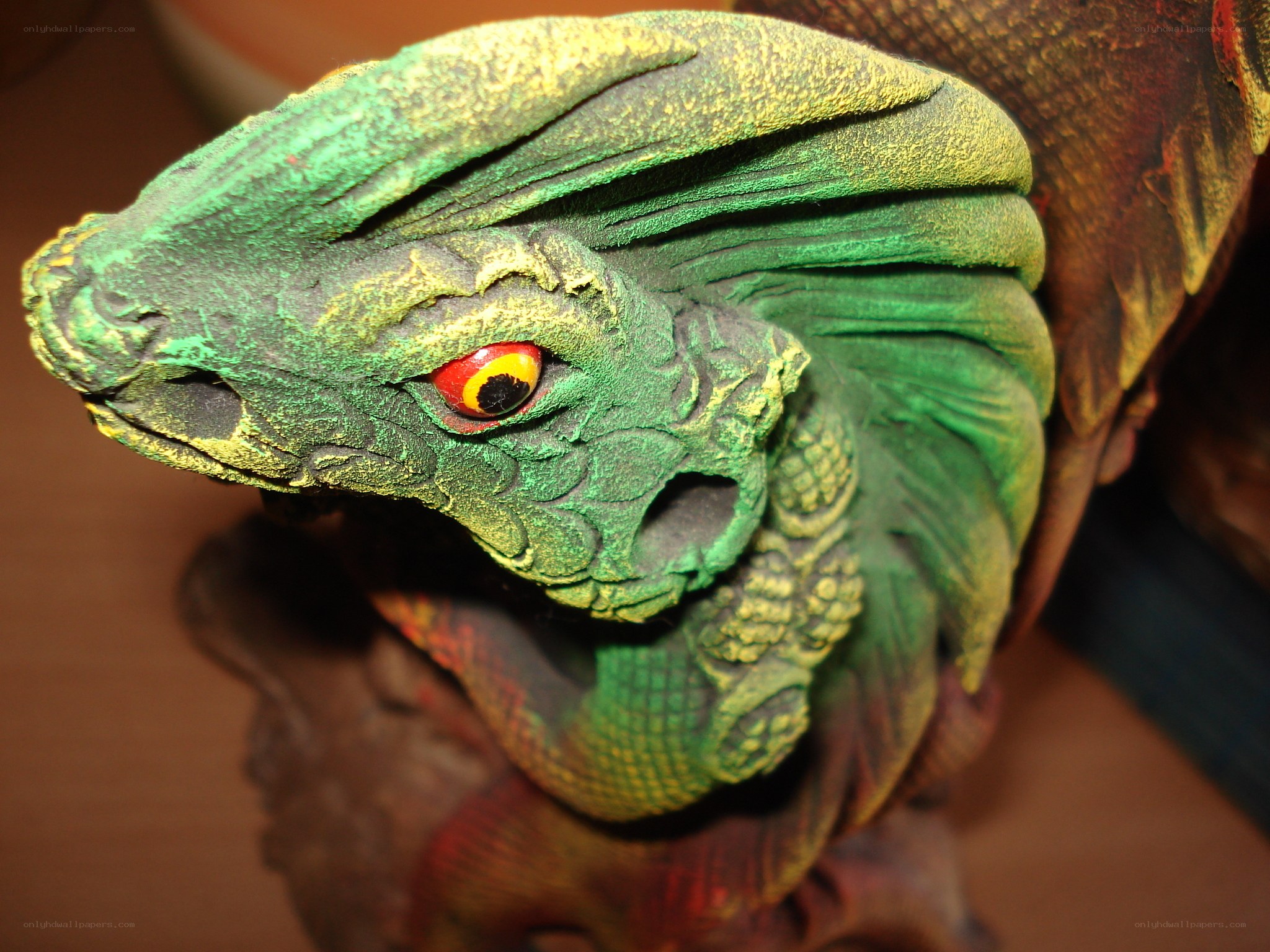 green dragon figurine close-up