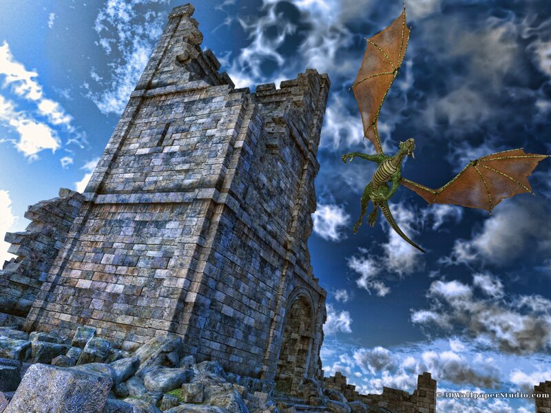 Green Dragon Flying — Blue