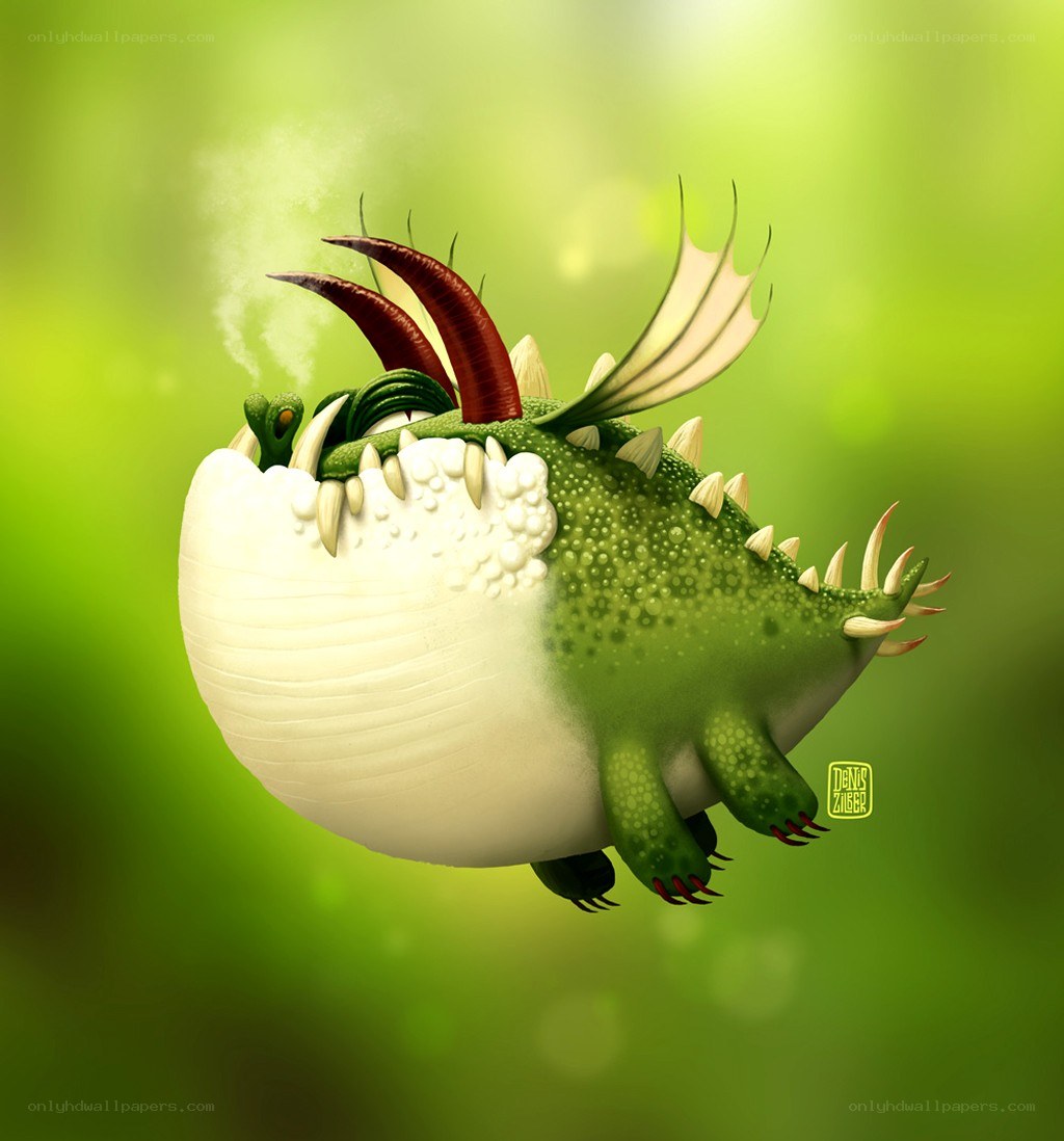 green dragon hatching from egg