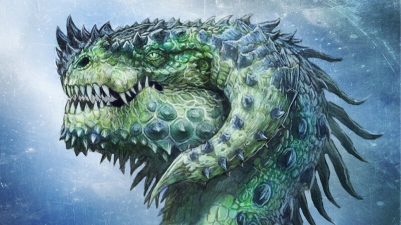 Green Dragon Head — Dramatic, Digital Art, Spikes