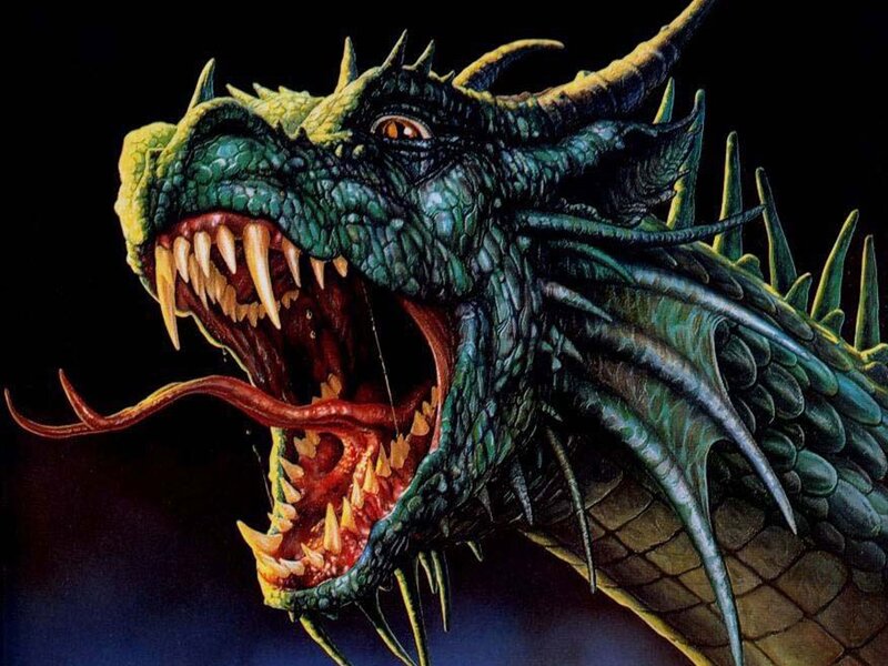 Green Dragon Head — Dramatic, Digital Art