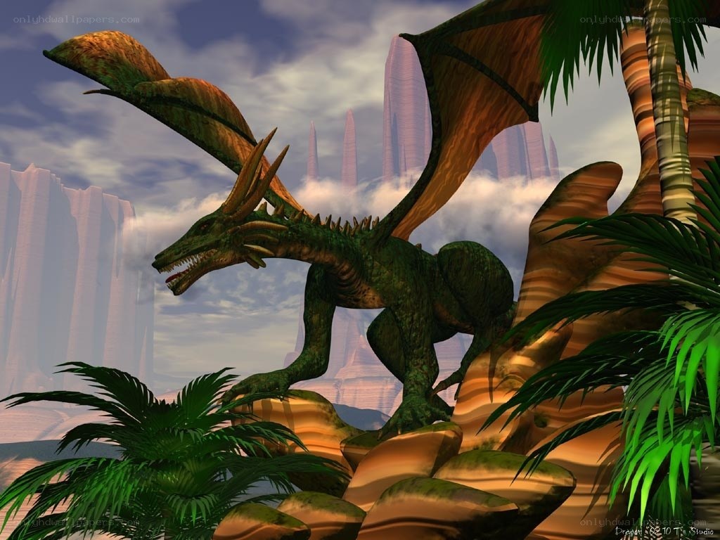 Green dragon in a jungle