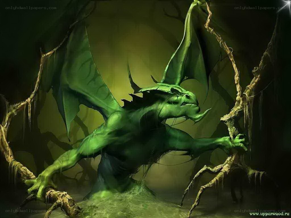 green dragon in a swamp