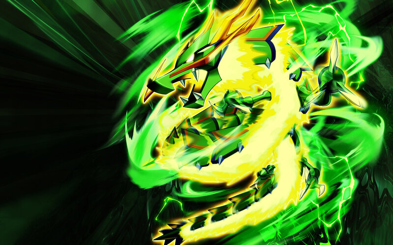 Green dragon in energy burst