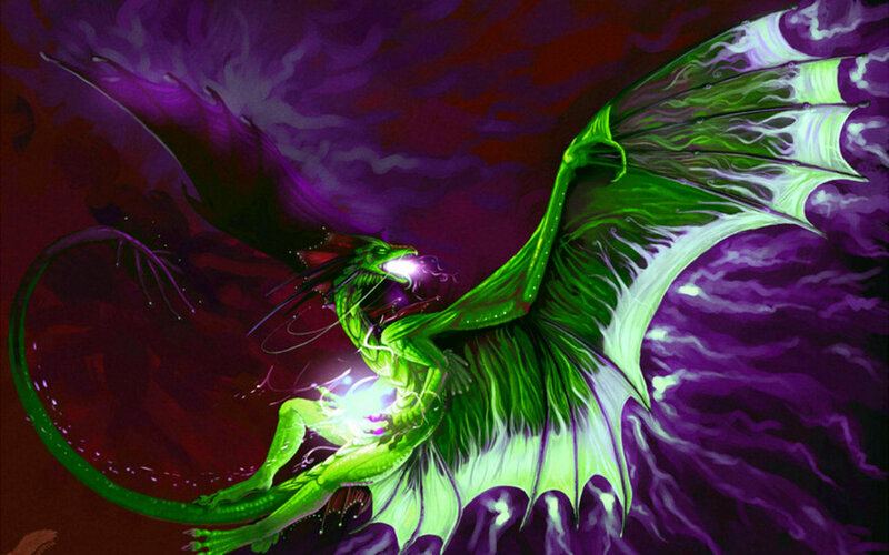 Green Dragon in Flight — Dramatic
