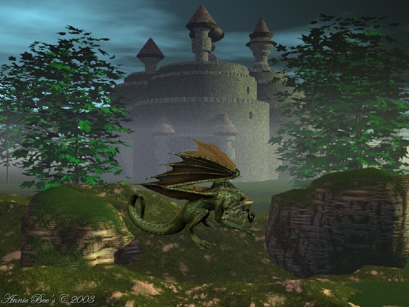 Green Dragon in Forest — Mysterious