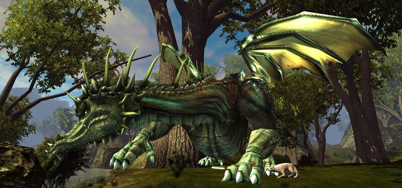 Green Dragon in Forest — Natural