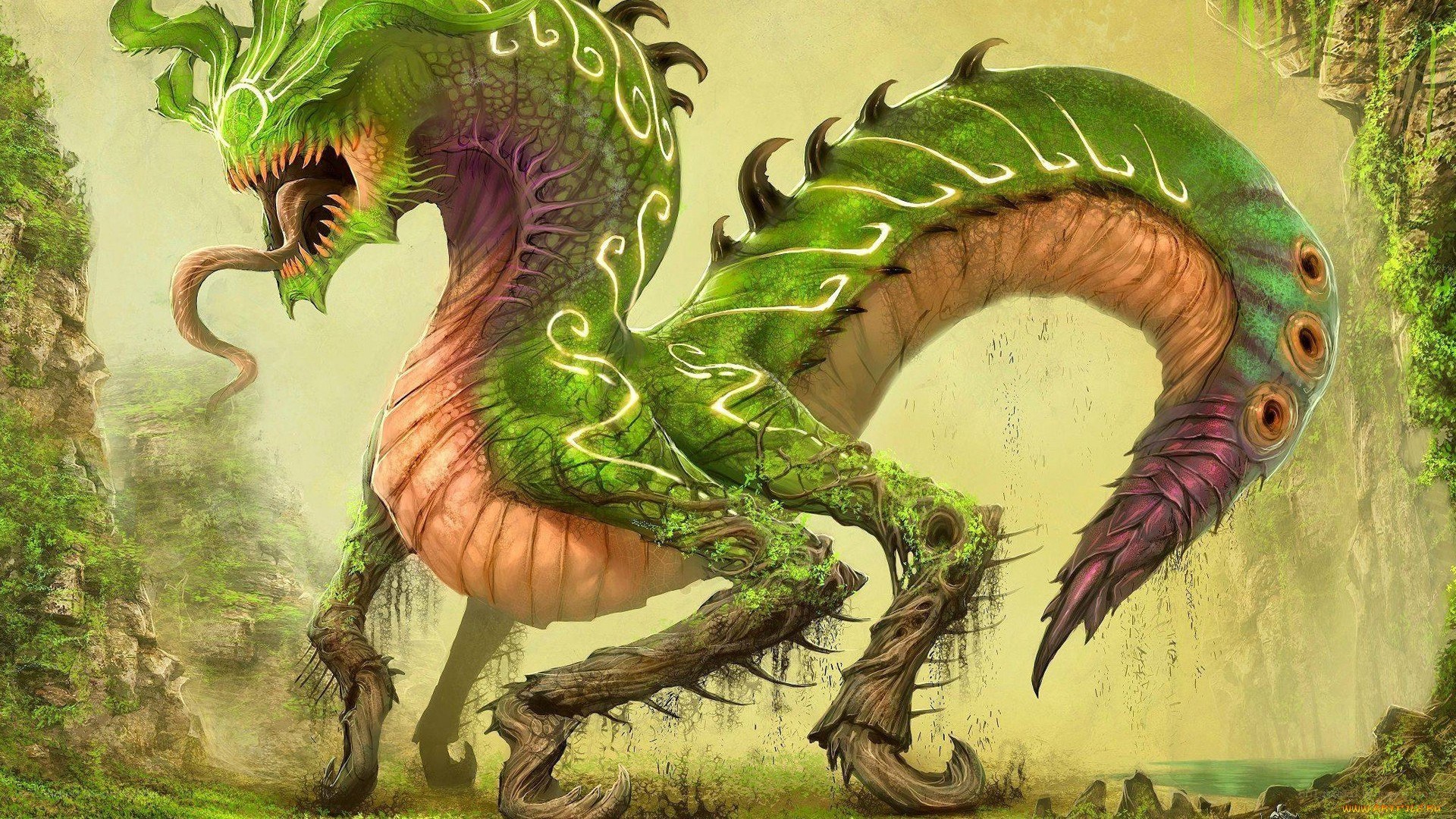 green dragon in jungle