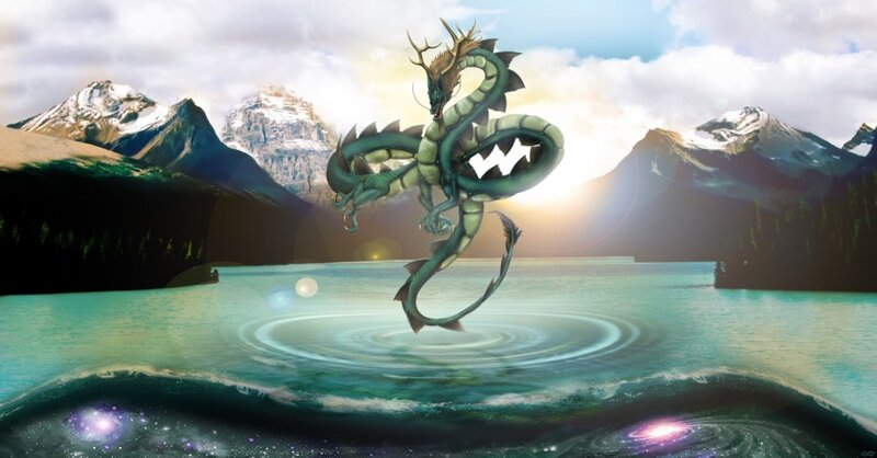 Green Dragon in Lake
