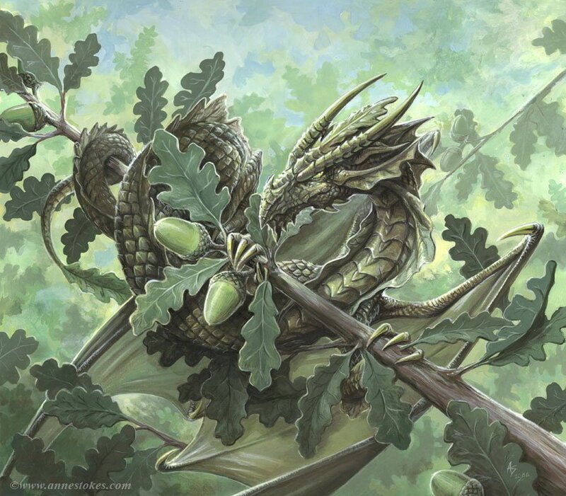 Green Dragon in Oak Tree