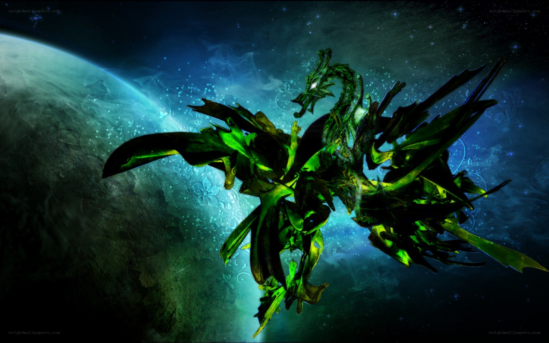 green dragon in space