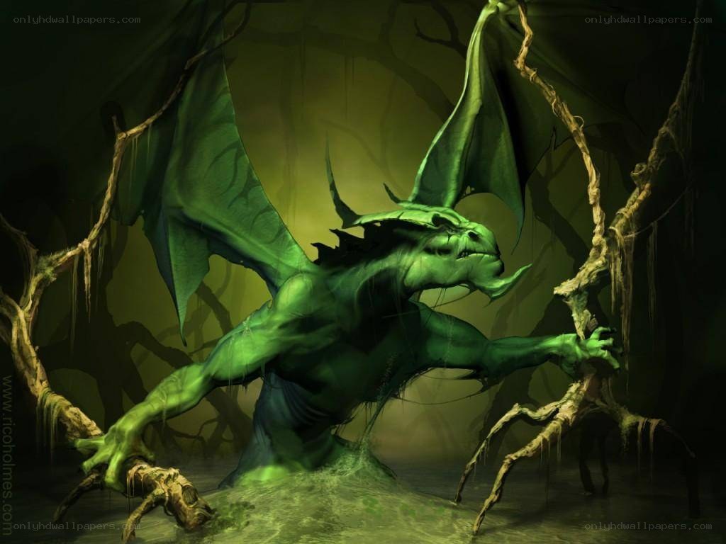 green dragon in swamp