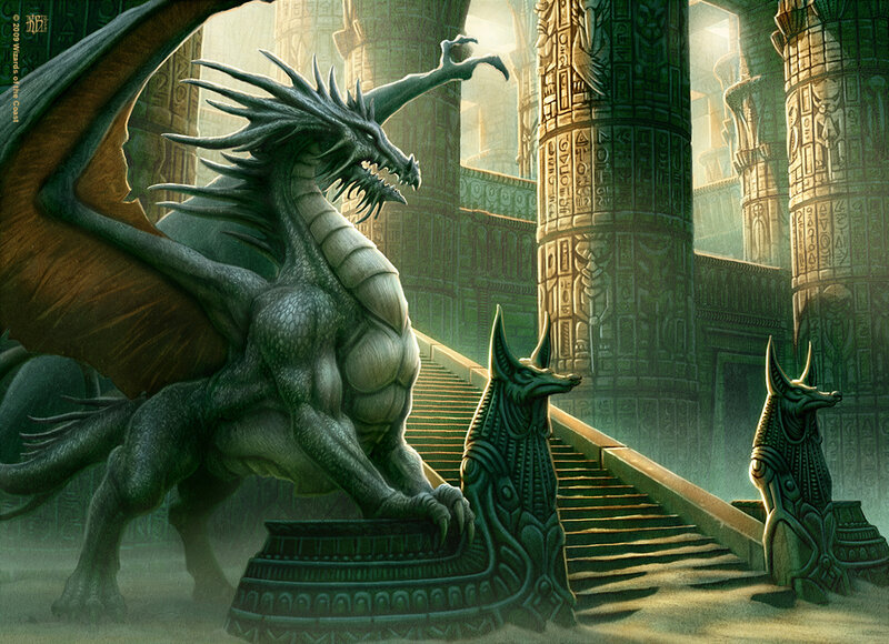 Green Dragon in Temple — Dramatic