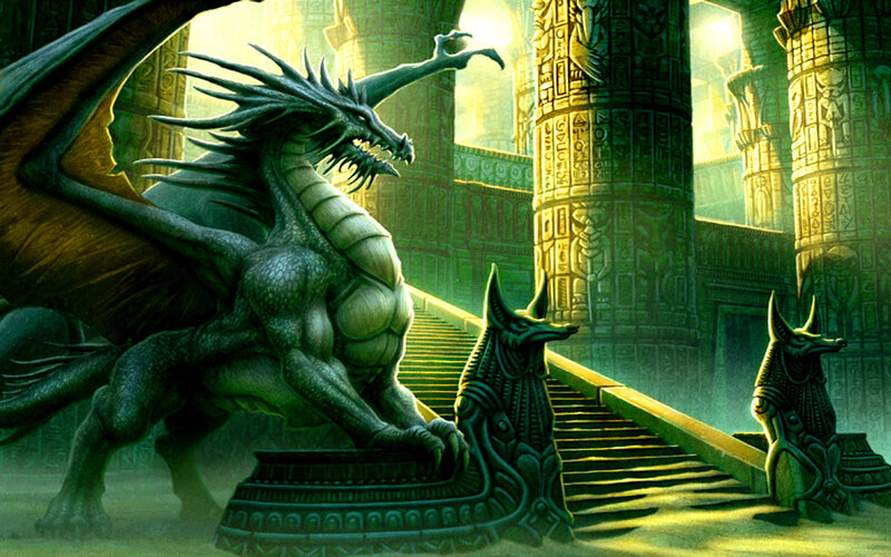 Green Dragon in Temple