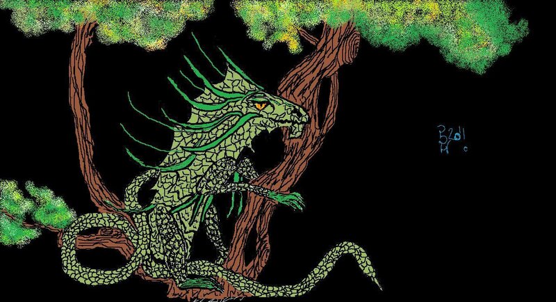 Green Dragon in Tree
