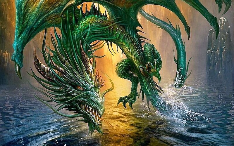 Green Dragon in Water