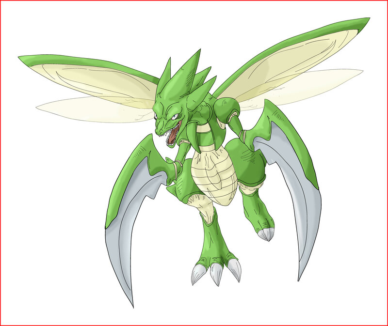 Green Dragon-like Creature — Aggressive, Digital Art