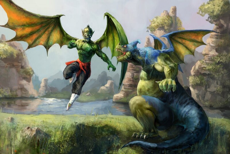 Green Dragon-like Creature — Dramatic, Afternoon