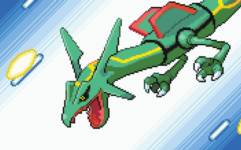 Green dragon-like Pokémon in pixel art