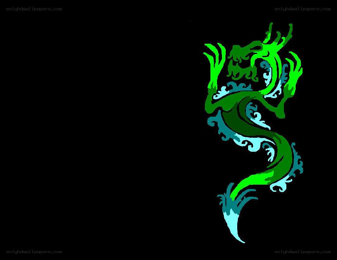 green dragon on black background