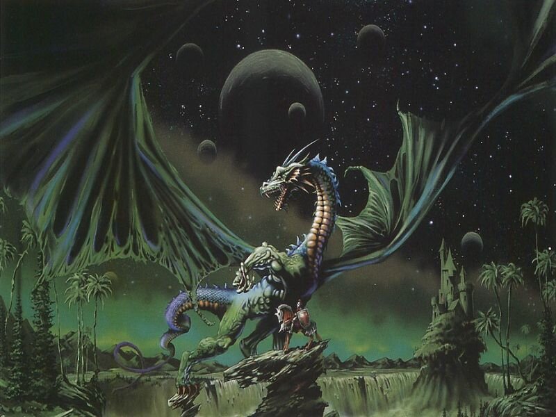Green Dragon on Cliff