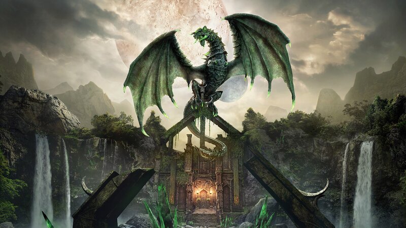 Green Dragon on Ruins