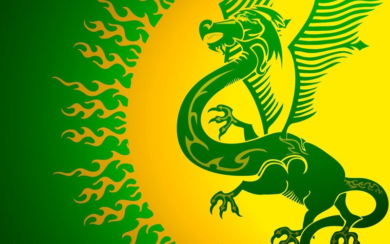 Green Dragon on Yellow