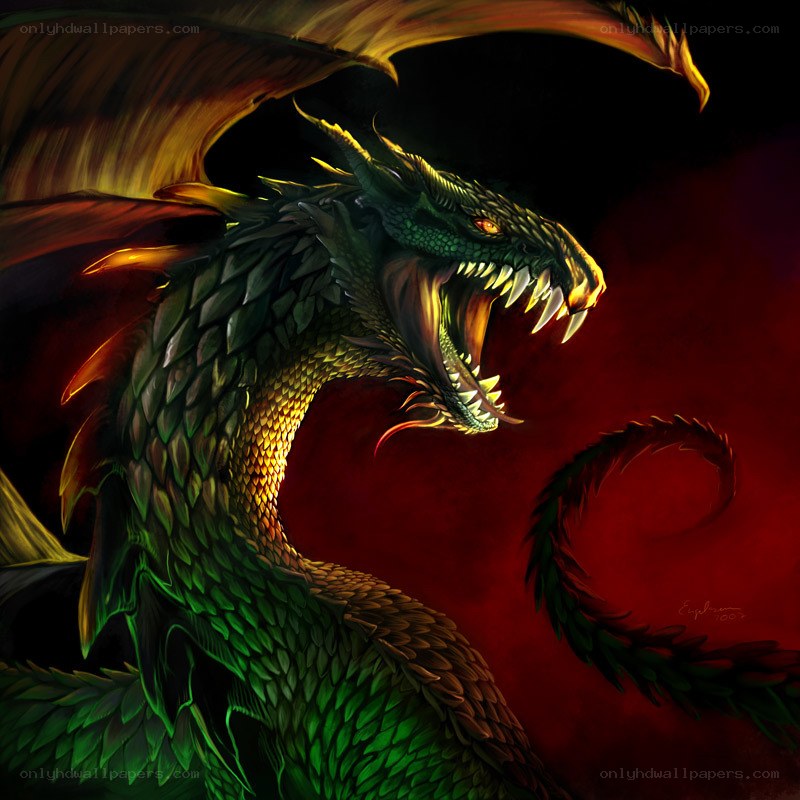 green dragon roaring
