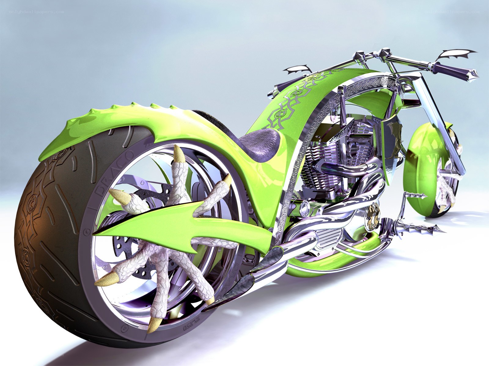 green dragon-themed chopper motorcycle