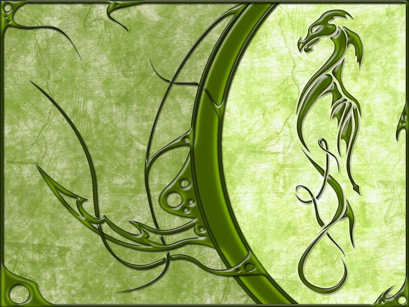green dragon tribal art