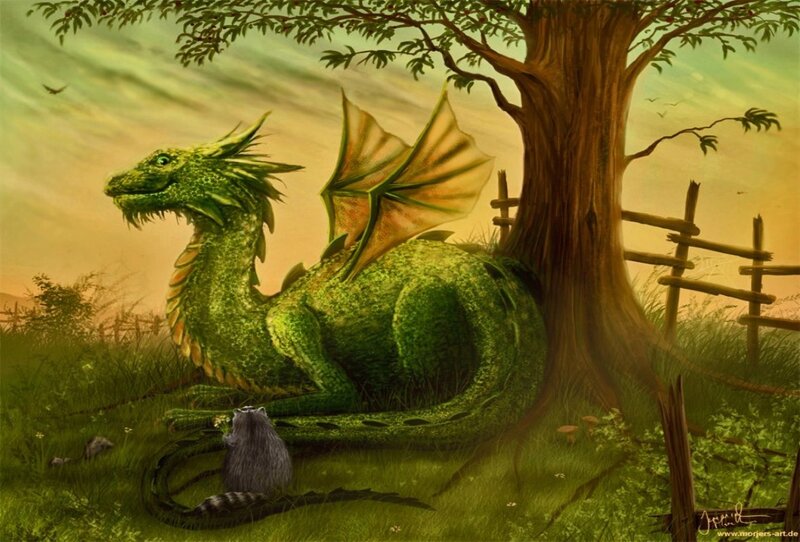 Green Dragon under Tree