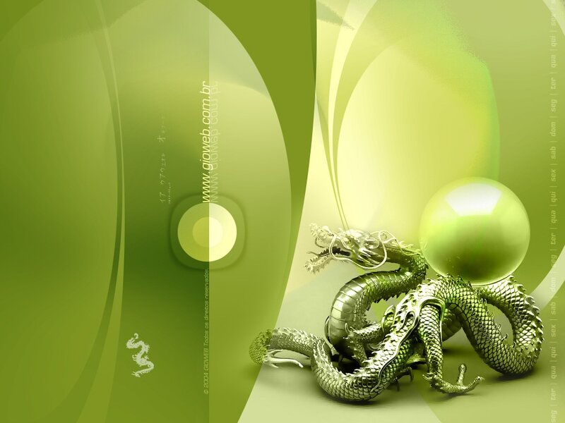 Green dragon with a pearl