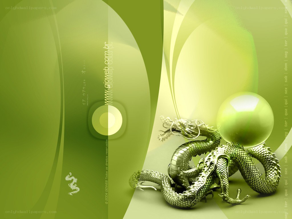 Green dragon with a pearl