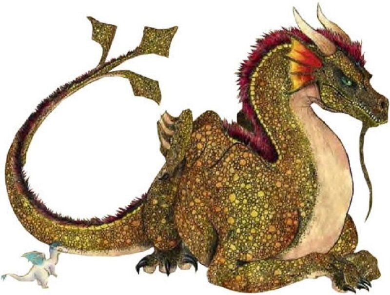 Green Dragon with Baby