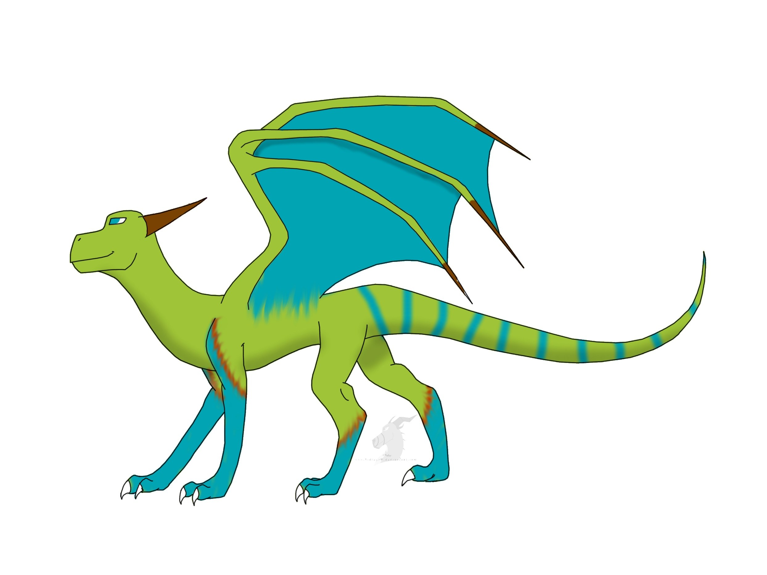 green dragon with blue wings