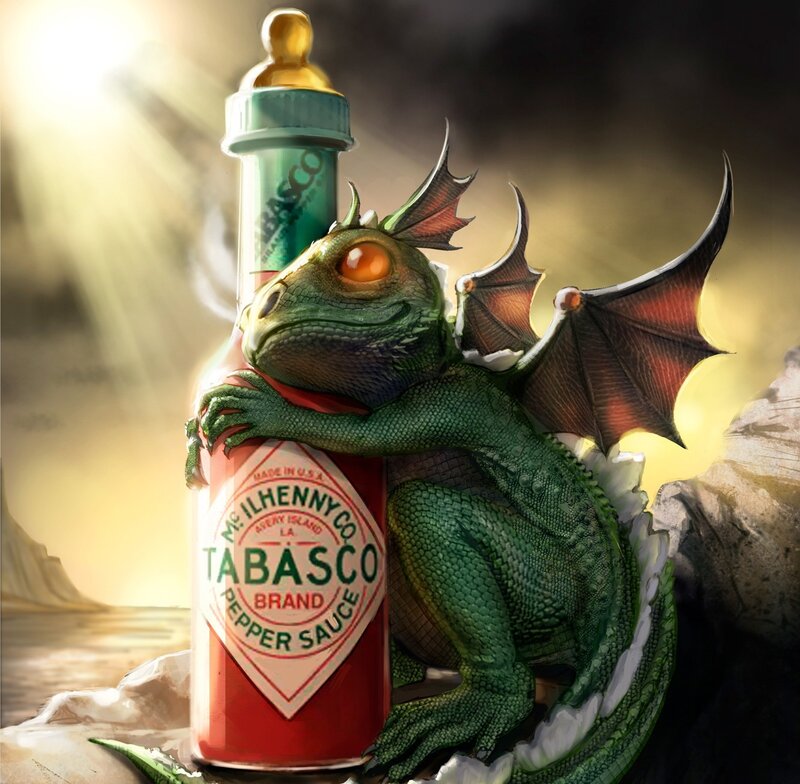 Green Dragon with Bottle