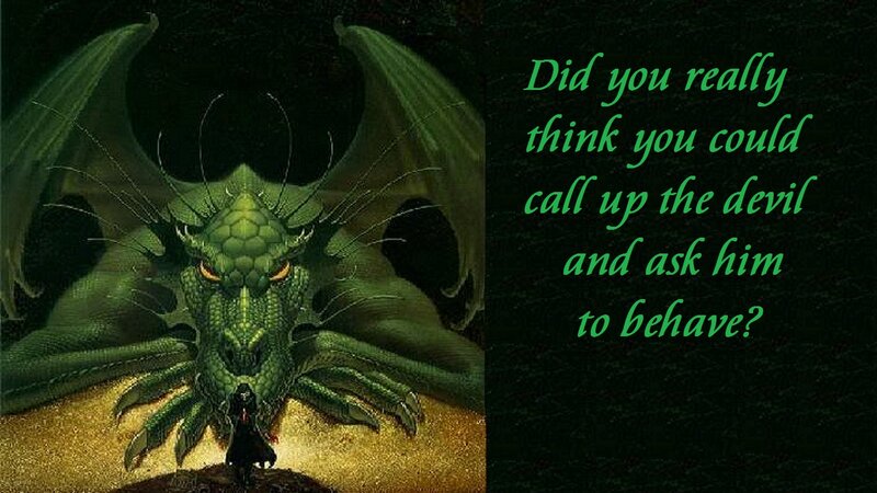 Green Dragon with Figure — Dramatic