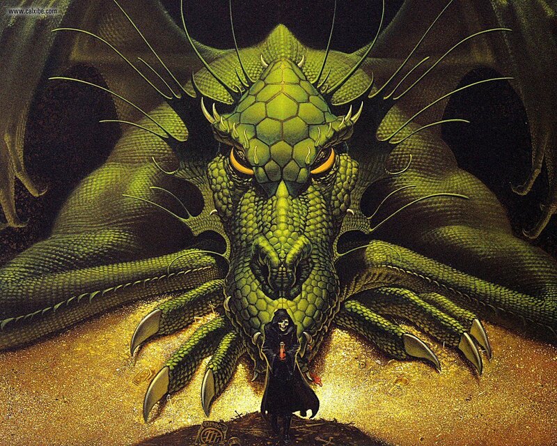 Green Dragon with Figure