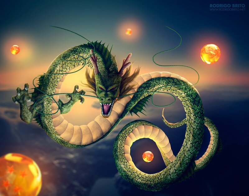Green Dragon with Glowing Orbs