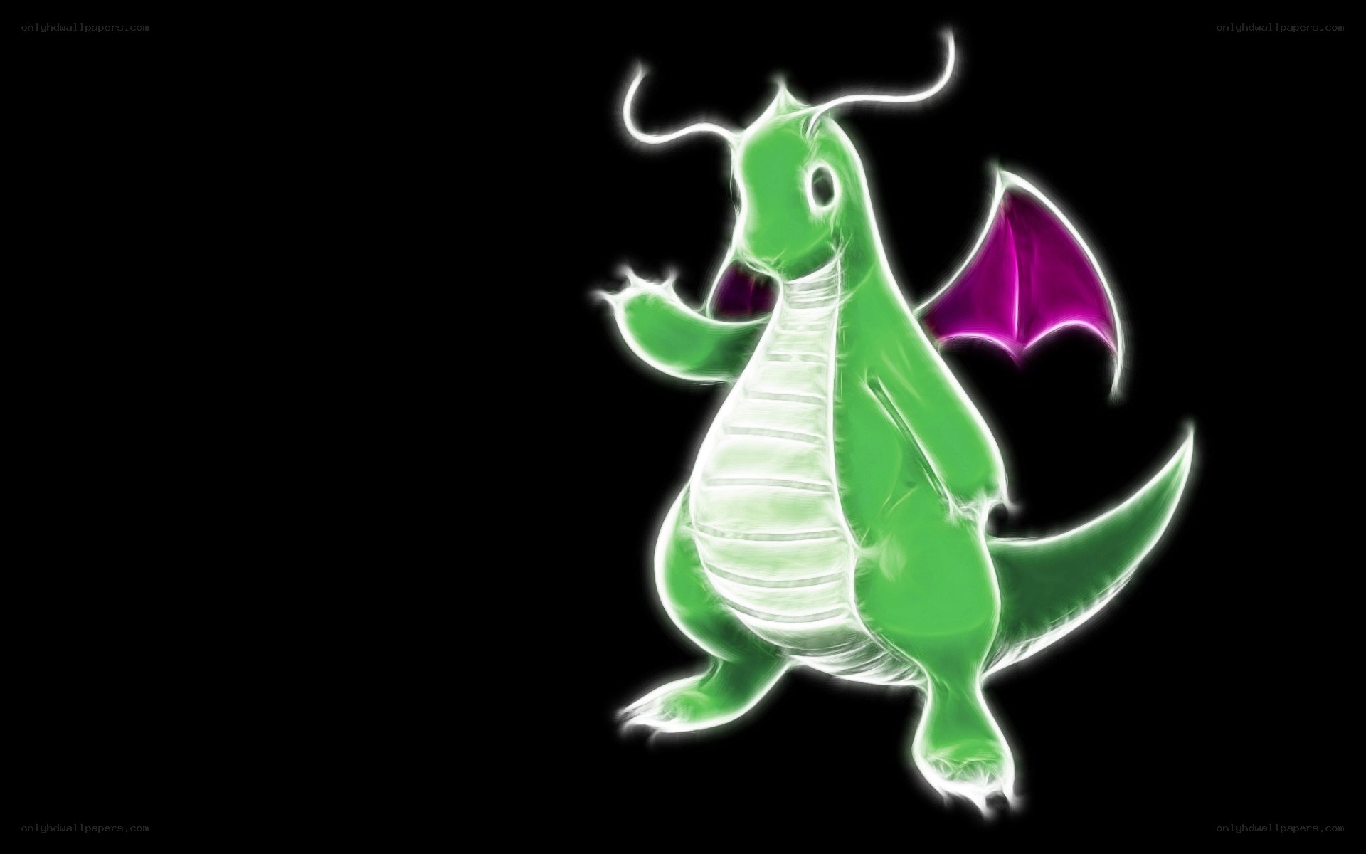 Green dragon with glowing outline