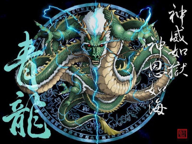 Green dragon with lightning