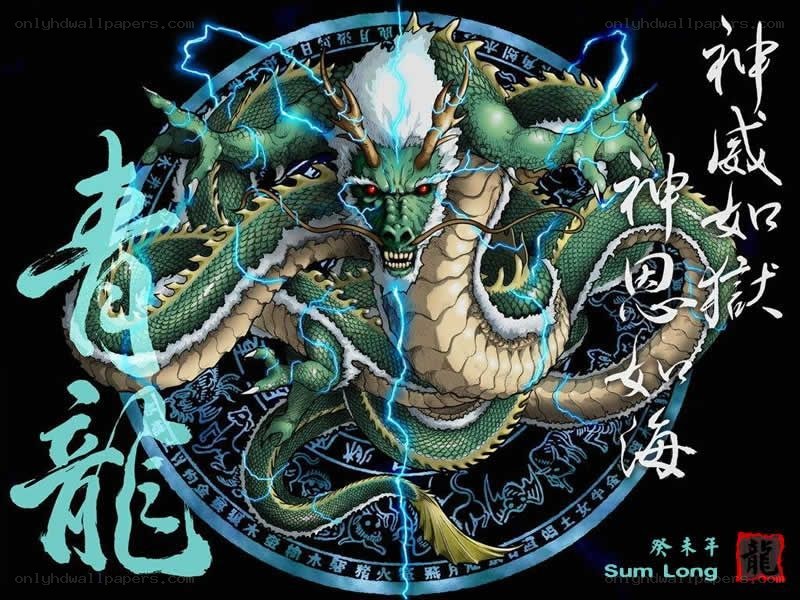 Green dragon with lightning