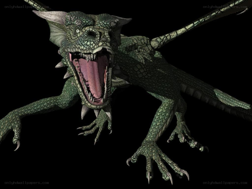 green dragon with open mouth
