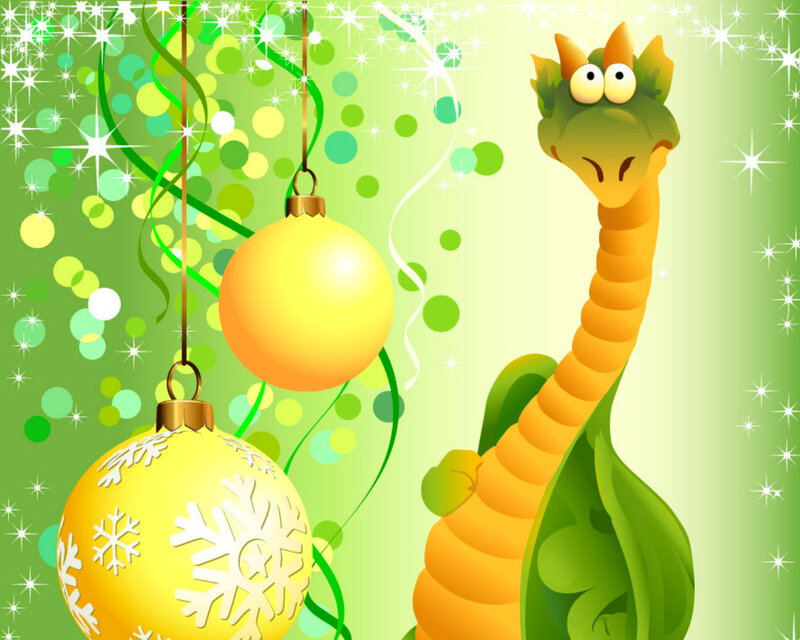 Green Dragon with Ornaments